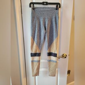 ALO Yoga High Waist Alosoft Momentum Colorblock Leggings Blue Haze Caramel Small